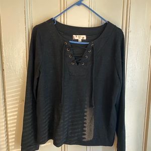 Black Laced up Sweater